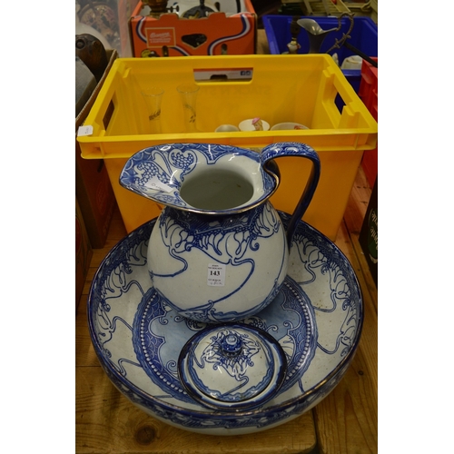 143 - A Dalton Kelmscot pattern jug, bowl and soap dish together with other items.