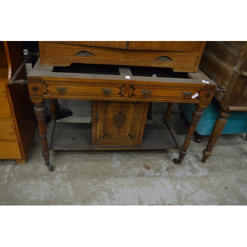 154 - Late Victorian aesthetic movement washstand base (lacking marble top).