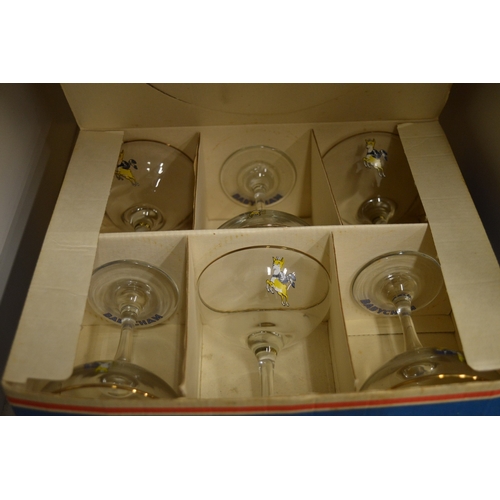 77 - An original box set of six Babycham glasses.