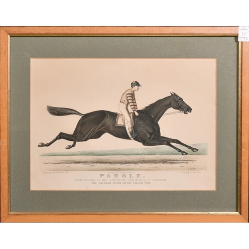 10 - Currier and Ives (Publisher), three 19th Century hand coloured lithographs of trotting and racing su... 