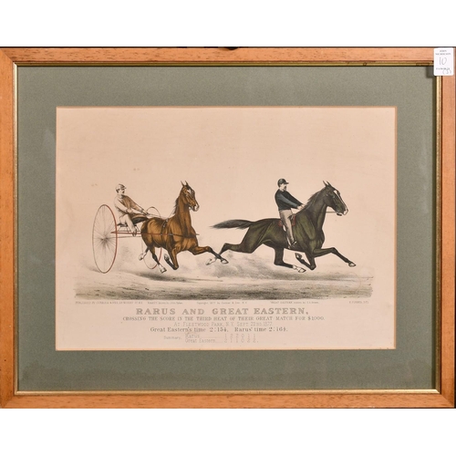 10 - Currier and Ives (Publisher), three 19th Century hand coloured lithographs of trotting and racing su... 