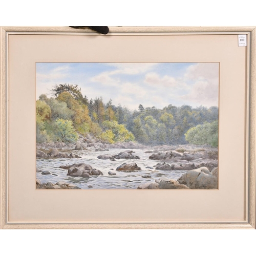 100 - Joseph Kirkpatrick (1872-1930), a rocky river landscape, watercolour, signed, 13.5