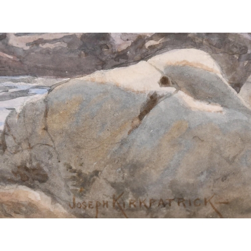 100 - Joseph Kirkpatrick (1872-1930), a rocky river landscape, watercolour, signed, 13.5