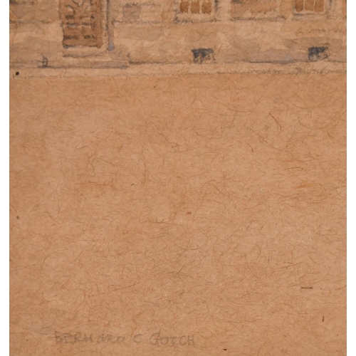 102 - Bernard Cecil Gotch (1876-1973), a corner of a quadrangle, possibly Oxford, watercolour, signed, 13.... 