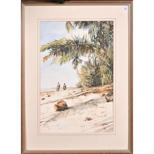 104 - Louise Hill (20th Century), 'African Shore', watercolour, signed, 21