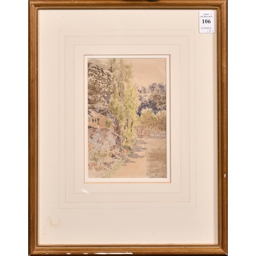 106 - Martin Snape (1852-1930), a garden path, watercolour, signed, 6.5