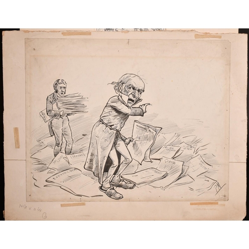 135 - William Ralston (1848-1911), an election cartoon, ink, 14