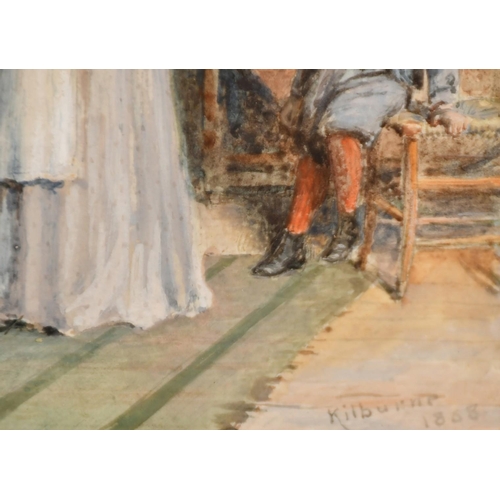 155 - George Goodwin Kilburne (1839-1924), figures in an interior, watercolour, signed and indistinctly da... 