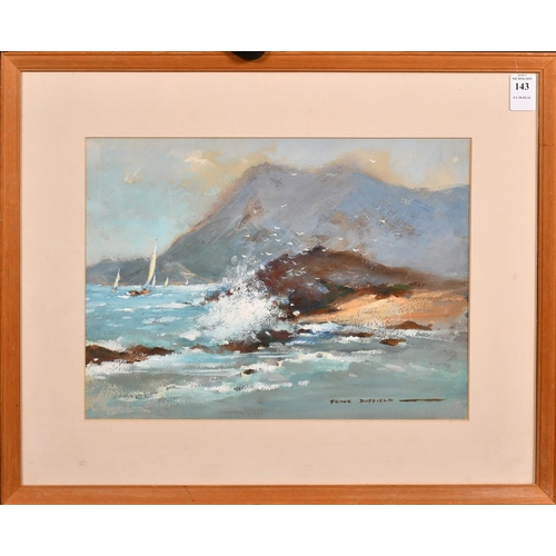 161 - Frank Duffield (b. 1901), yachts rounding a rocky headland, gouache, signed, 9.5