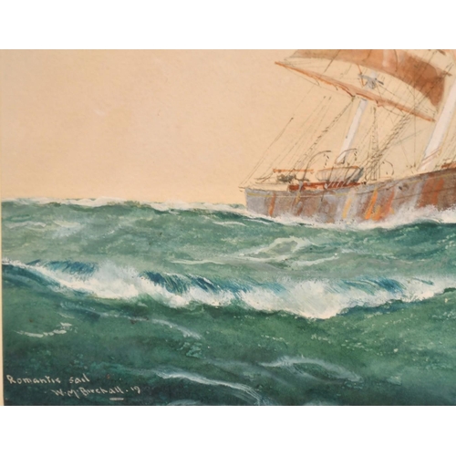 168 - William Minshall Birchall (1884-1941), 'Romantic Sail', watercolour, signed and inscribed, 9.25