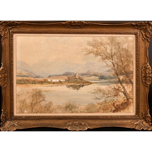 169 - 19th Century Scottish View, castle on a mountain loch, watercolour, 12