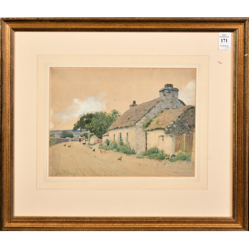 171 - John McDougal (1851-1945), a pair of watercolour paintings of female figures by cottages in a coasta... 