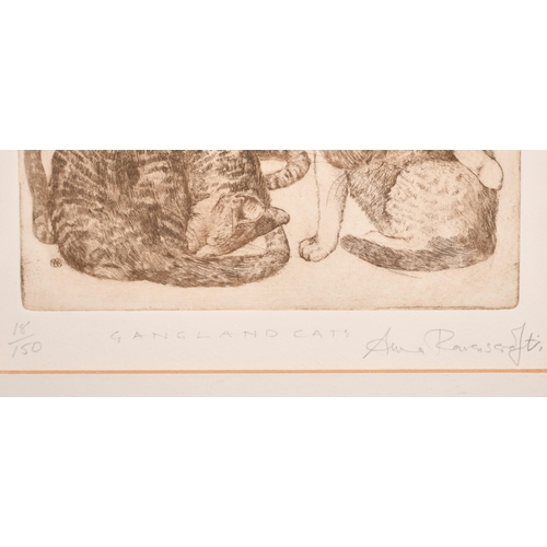 2 - Anna Ravenscroft, 'Gangland Cats', etching and aquatint, signed inscribed and numbered in pencil, pl... 