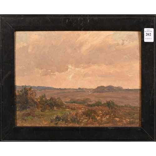 202 - Frederick Golden Short, 'Ocknell Wood (from Stoney Cross)', oil on board, signed, also inscribed ver... 