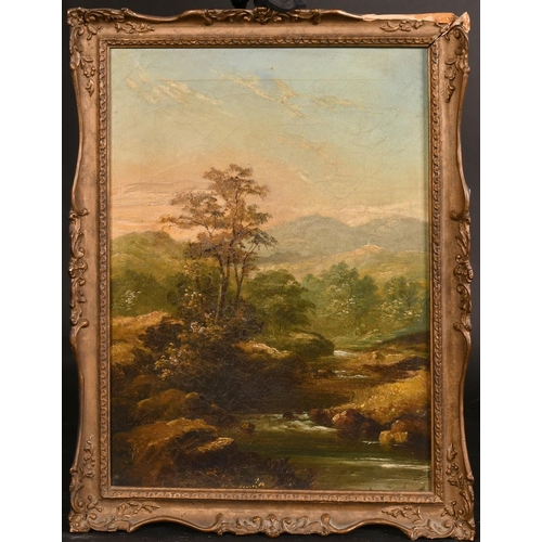 207 - 19th Century English School, mountain river at dusk, oil on canvas, 16