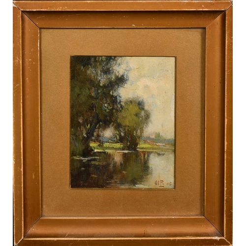 219 - Albert Ernest Proctor, Circa 1905, a pair of landscape scenes, morning and dusk, oil on board, signe... 