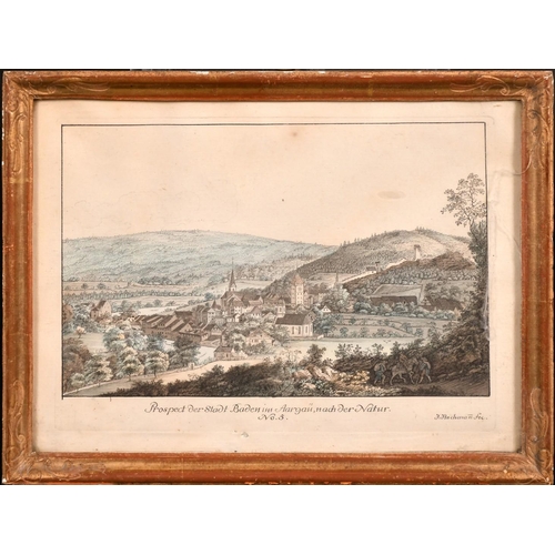 22 - A collection of seven framed 19th Century hand coloured Swiss aquatints and engravings, (7).