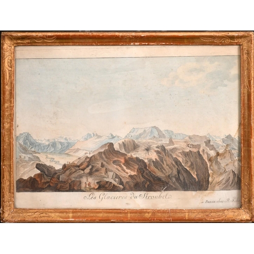 22 - A collection of seven framed 19th Century hand coloured Swiss aquatints and engravings, (7).