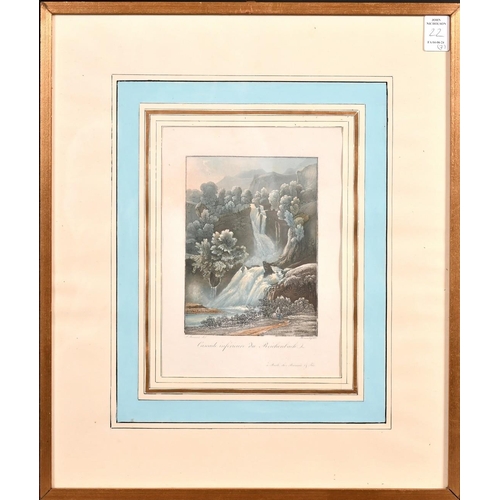 22 - A collection of seven framed 19th Century hand coloured Swiss aquatints and engravings, (7).