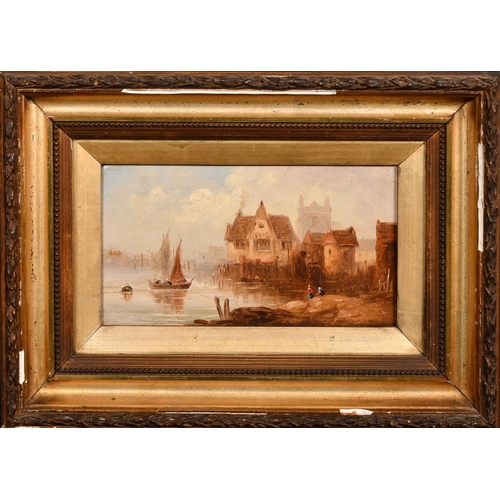 224 - Late 19th Century English School, a pair of oil on board views of riverside towns, each signed with ... 