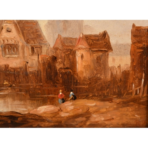 224 - Late 19th Century English School, a pair of oil on board views of riverside towns, each signed with ... 