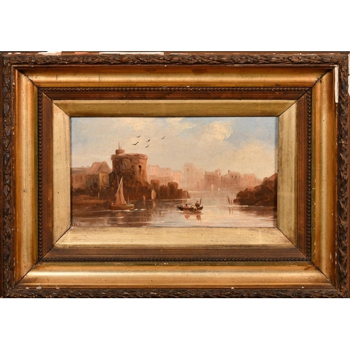 224 - Late 19th Century English School, a pair of oil on board views of riverside towns, each signed with ... 