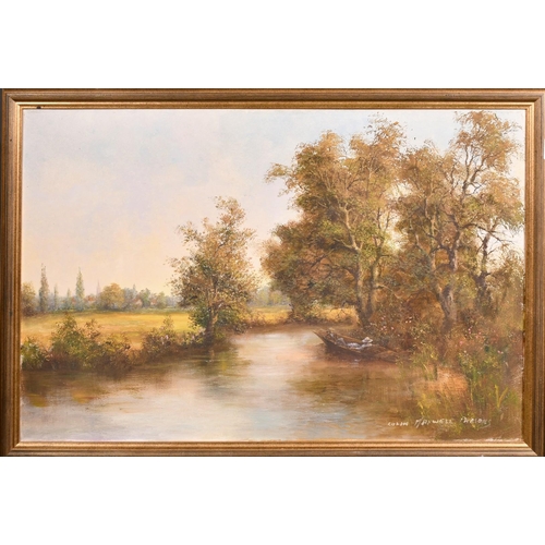 249 - Colin Maxwell Parsons, a lady and gentleman in a punt on a summer's day, oil on canvas, signed, 20