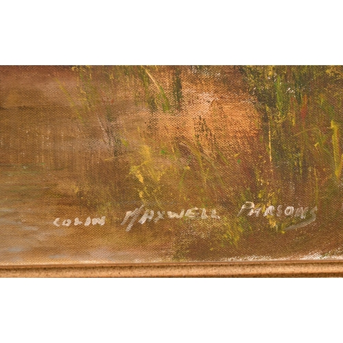 249 - Colin Maxwell Parsons, a lady and gentleman in a punt on a summer's day, oil on canvas, signed, 20