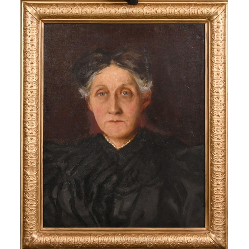 259 - Late 19th Century English School, a portrait of a woman in black, oil on canvas laid down, 20