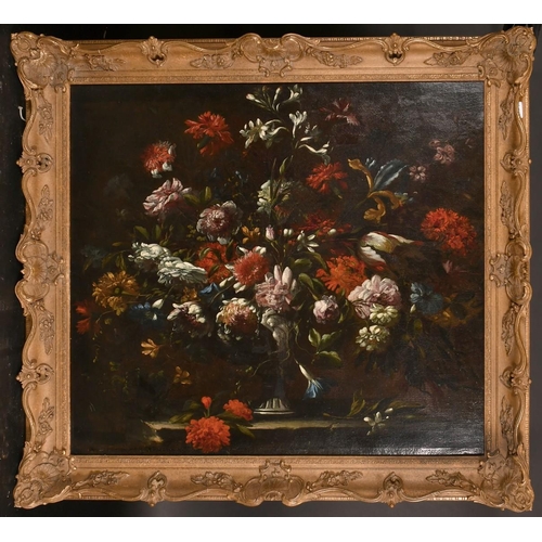 266 - Manner of Jean-Baptiste Monnoyer, a still life of mixed flowers in an urn, oil on canvas, 29