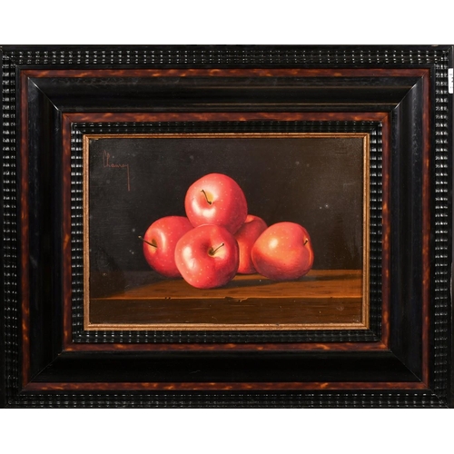 267 - Jean-Claude Chauray (1934-1996) French, a still life study of red apples, oil on canvas, signed, 9.5... 