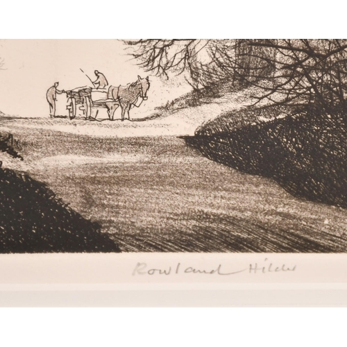 27 - Rowland Hilder, study of a farmyard, etching, signed in pencil, inscribed and dated 1954, plate size... 