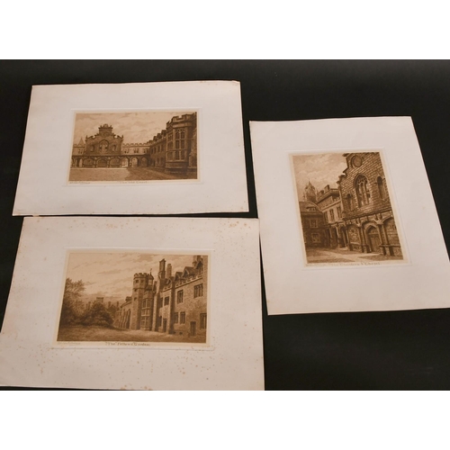 28 - J. R. Hutchinson, etchings of Peterhouse, Cambridge, a set of five, each signed in pencil, unframed,... 