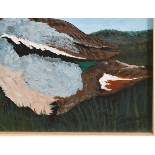 283 - Terence Tarsnane (b. 1939), a duck in a landscape, acrylic, signed and dated 1973, 9.5