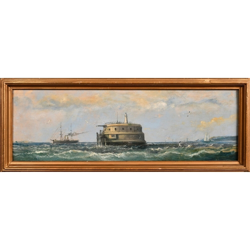 284 - Henry Robins (1820-1892), Spitbank Fort in the Solent, oil on panel, signed and dated 1886, 6