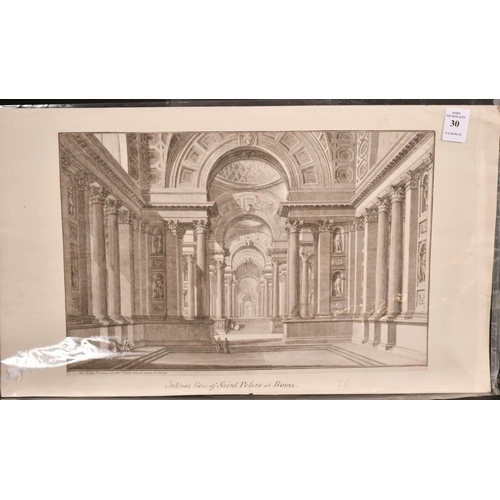 30 - G. B. Piranesi, 'Interior View of St. Peter's Rome', etching, unframed, 9