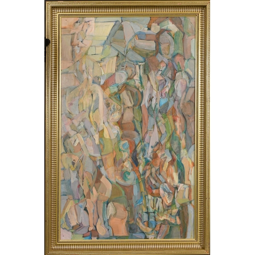 300 - Mid-20th Century, an abstract study of figural shapes, oil on board, 36