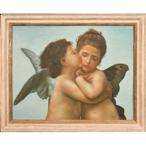 307 - After Bouguereau, 'L'Amour et Psyche', oil on canvas laid down, 15.75