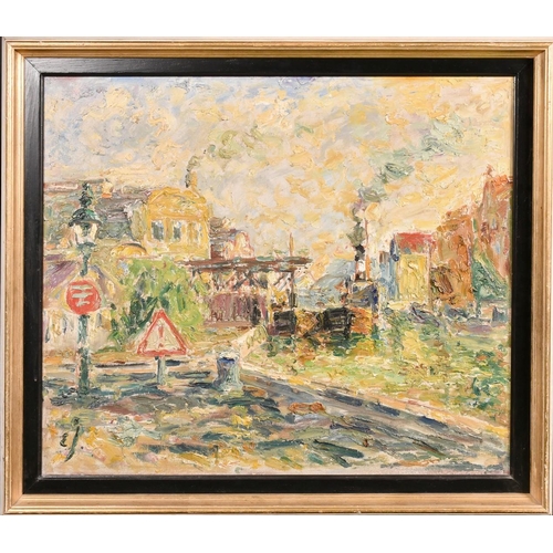 311 - Einar Johansen (1883-1965) Danish, a city view, oil on canvas, signed, 24