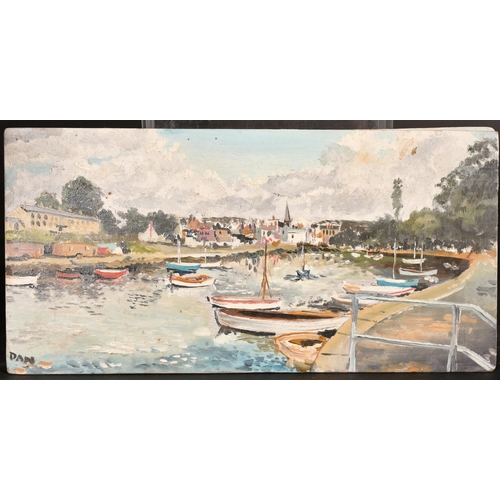 315 - English Provincial School, Circa 1960, a set of three coastal scenes, oil on board, all signed 'Dan'... 