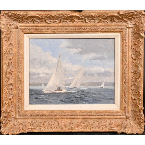 321 - William Burns (20th Century), 'Sailing in the Estuary', oil on board, signed, 8