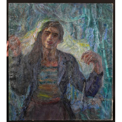 345 - Noe Nesterovich Gedenidze (1914-2002) Georgian, 'Corn Grower', oil on canvas, signed and inscribed v... 