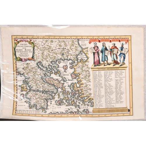 35 - Heinrich Scherer, a hand coloured engraved map of the Greek Archipelago, plate size, 9