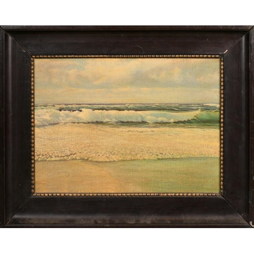 358 - W. Dexter, Circa 1930, a view of waves breaking along a shore, oil on canvas, 14