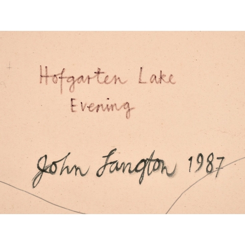 362 - John Langton (b. 1932), 'Hofgarten Lake, Evening', signed, inscribed and dated 1987 verso, 72