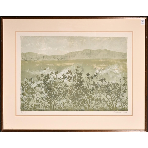 37 - Thelma Sanders, A Kenyan landscape view, lithograph, signed in pencil and numbers 2/13, 16.5