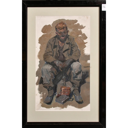 376 - Arkadi Martirosov (1927-2015), Seated miner, oil on board, signed and dated 51, 18