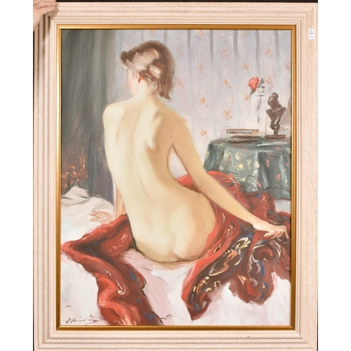 379 - Alexandr Shevchuk, the artist's muse, oil on canvas, signed, 35.5