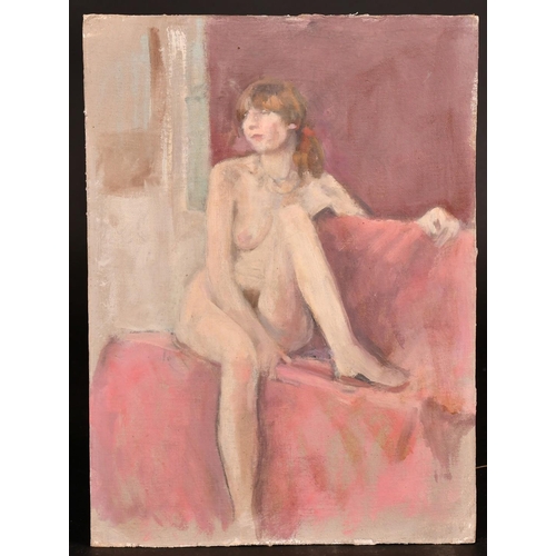 410 - George Weissbort (1928-2013), a pair of unfamed oil on board studies of female nudes, each 13