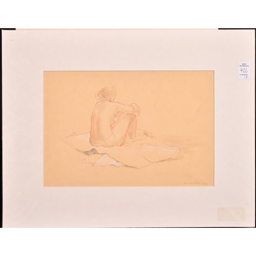 426 - George Weissbort (1928-2013), a collection of four studies of female nudes, pencil chalk and crayon,... 